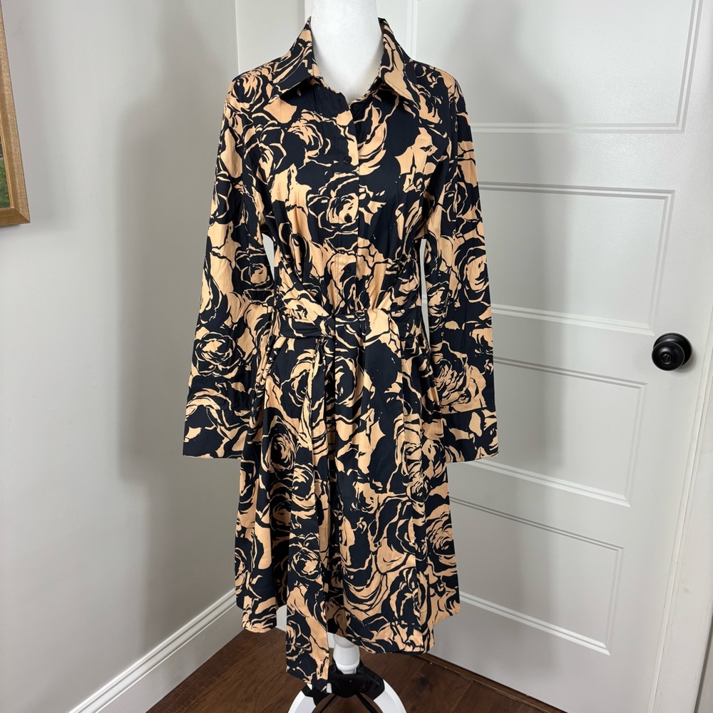 Black Label by Chicos‎ Floral Shirt Dress Size L